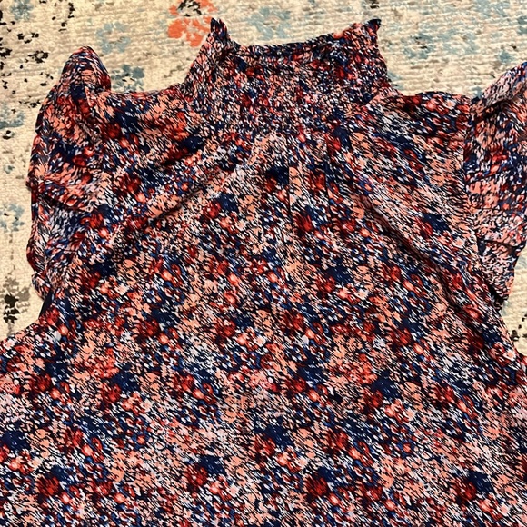 Banana Republic Blue Pink Ruffled Sleeveless Blouse - Picture 6 of 13